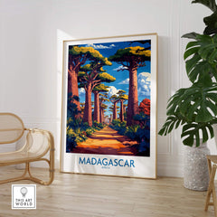 Madagascar Wall Art Print featuring the Avenue of Baobabs, adding natural beauty to your space.