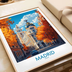 Madrid Wall Art Print featuring vibrant cityscape design, perfect for home or office decor.