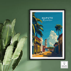 Maputo Travel Print Mozambique showcasing vibrant cityscape and stunning architecture of Mozambique's capital.