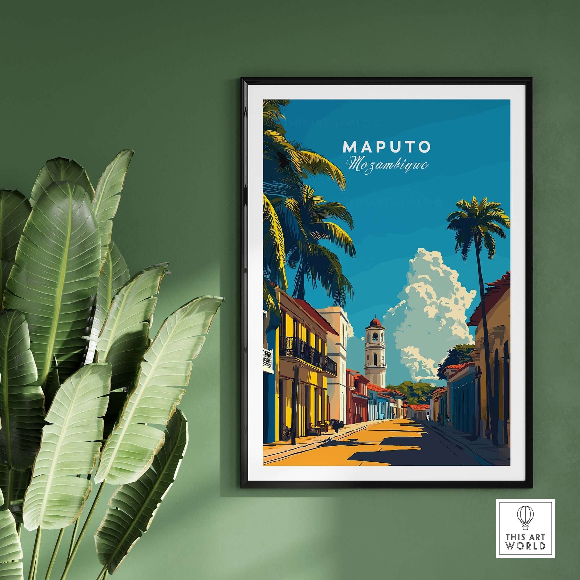 Maputo Travel Print Mozambique showcasing vibrant cityscape and stunning architecture of Mozambique's capital.