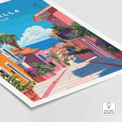 Marbella Poster featuring vibrant streets and coastal views of Marbella, Spain art print for elegant home decor.