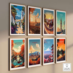 Marbella Wall Art featuring a collection of travel posters including Marbella, Paris, Barcelona, and more.