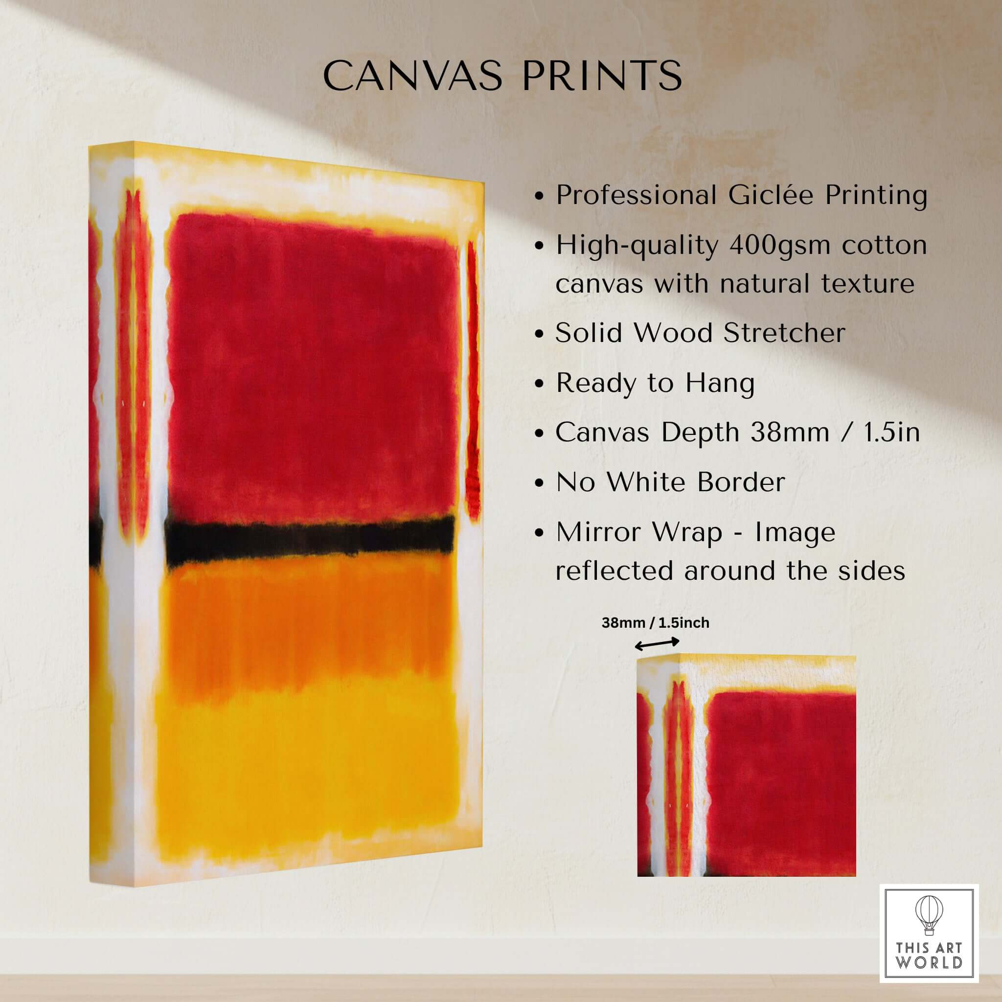 Mark Rothko Violet Black Orange Yellow 1949 Abstract Canvas Color Field Poster Guggenheim features and details.