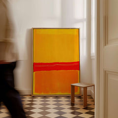 Mark Rothko No 5 No 22 Abstract Canvas Art Print Yellow Orange Red displayed in a modern interior setting.