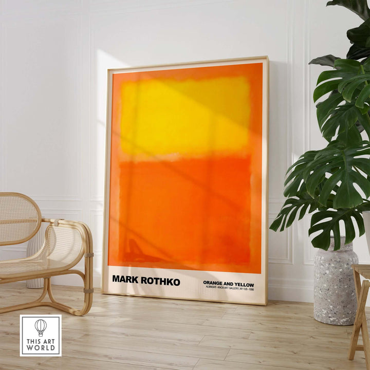 Mark Rothko 'Orange and Yellow' 1956 abstract expressionism art print displayed in a modern interior.