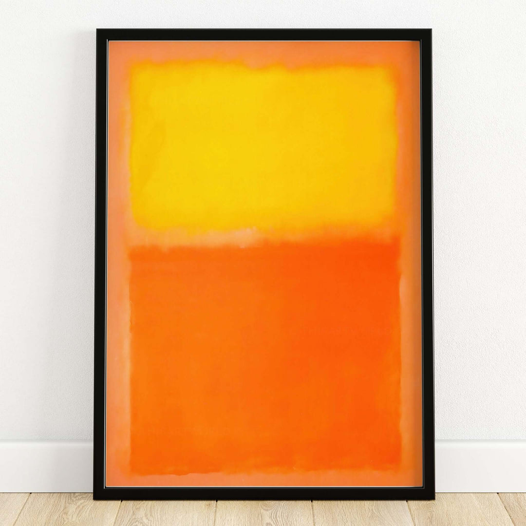 Mark Rothko Orange and Yellow 1956 Canvas Art Print framed artwork featuring vibrant orange and yellow hues.