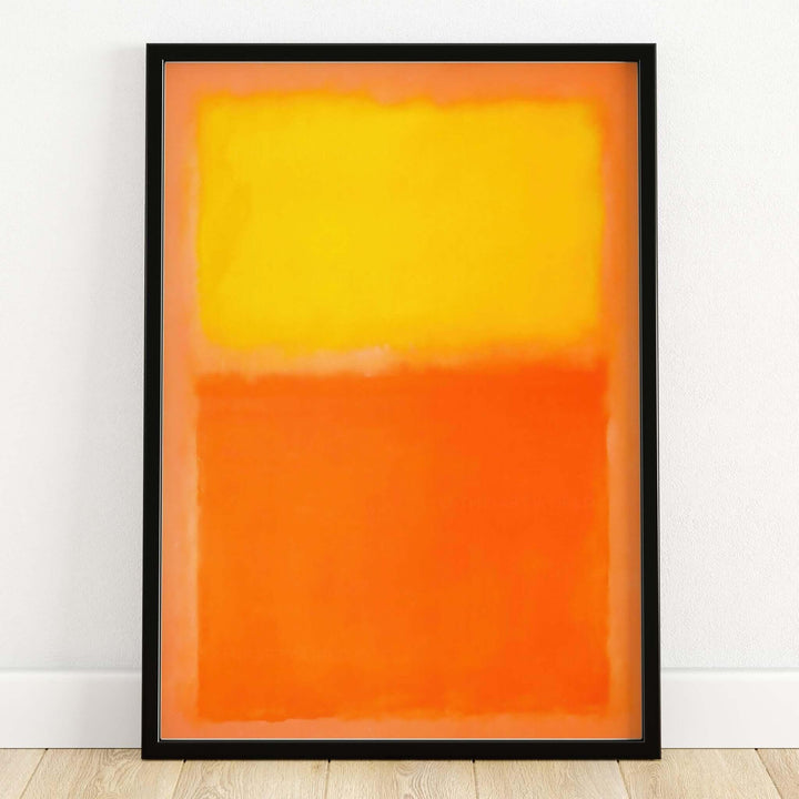 Mark Rothko Orange and Yellow 1956 Canvas Art Print framed artwork featuring vibrant orange and yellow hues.