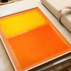 Mark Rothko Orange and Yellow 1956 Canvas Art Print showcasing vibrant orange and yellow hues in a modern frame.