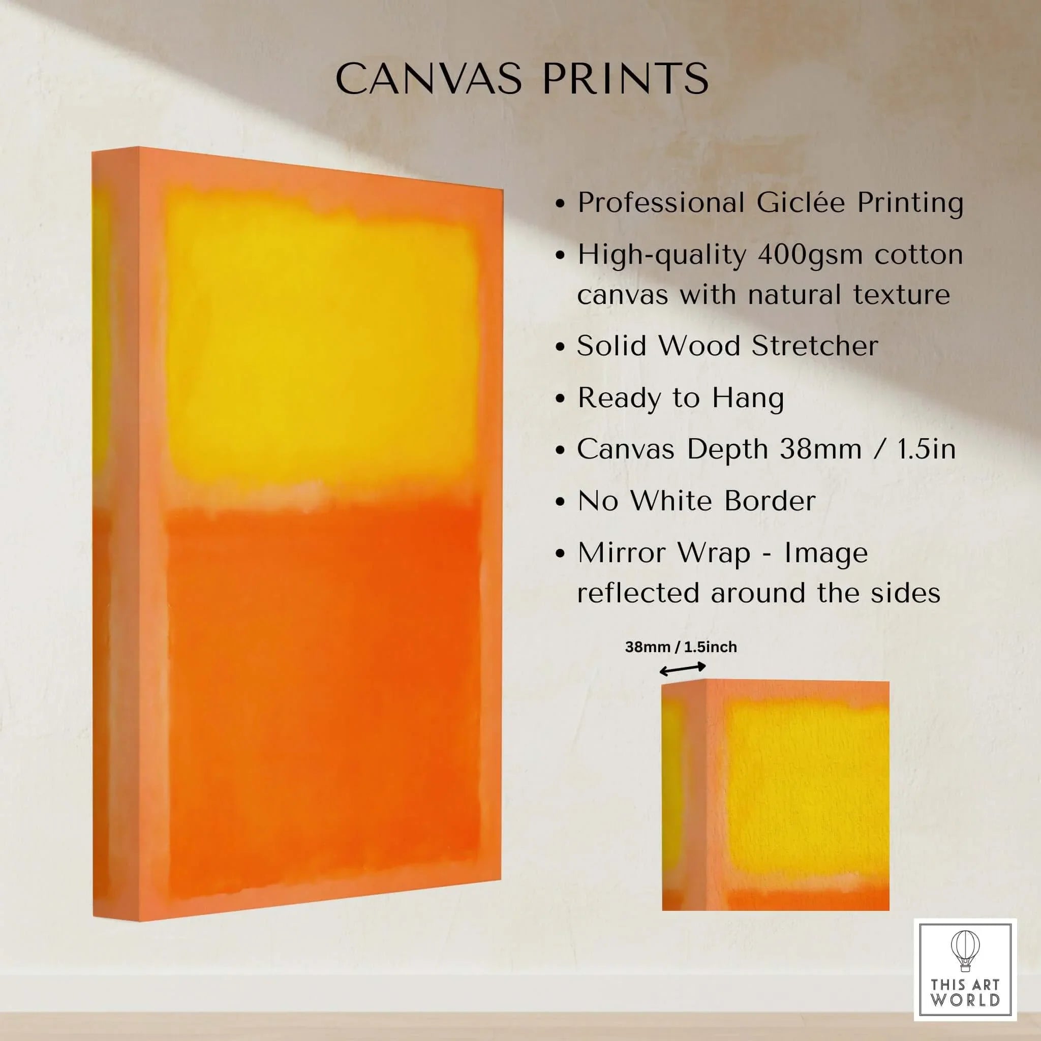 Mark Rothko Orange and Yellow 1956 Canvas Art Print – This Art World