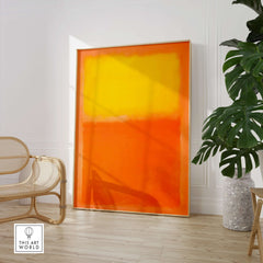 Mark Rothko Orange and Yellow 1956 Canvas Art Print displayed in a modern interior with natural decor.