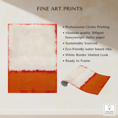Mark Rothko Untitled 1969 Abstract Canvas Print - White Orange Color Field features professional giclée printing and eco-friendly inks.
