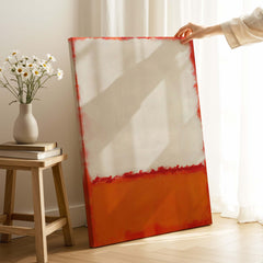 Mark Rothko Untitled 1969 Abstract Canvas Print - White Orange Color Field displayed with natural light.