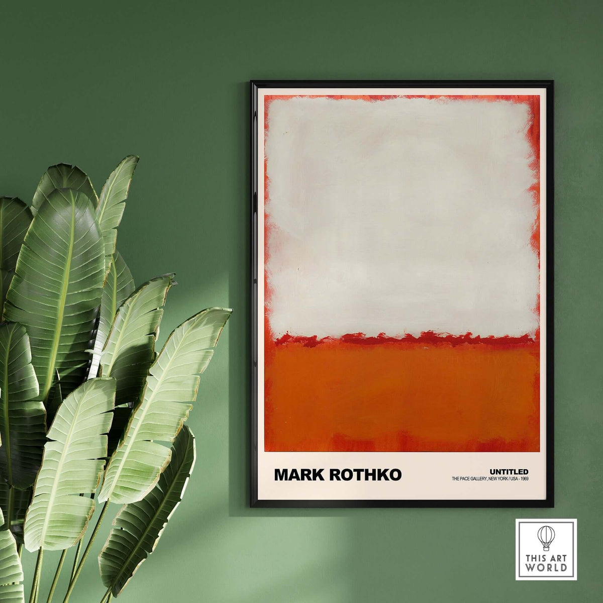 Mark Rothko Untitled 1969 Abstract Expressionism Poster White Orange Color Field Print displayed in a stylish setting.