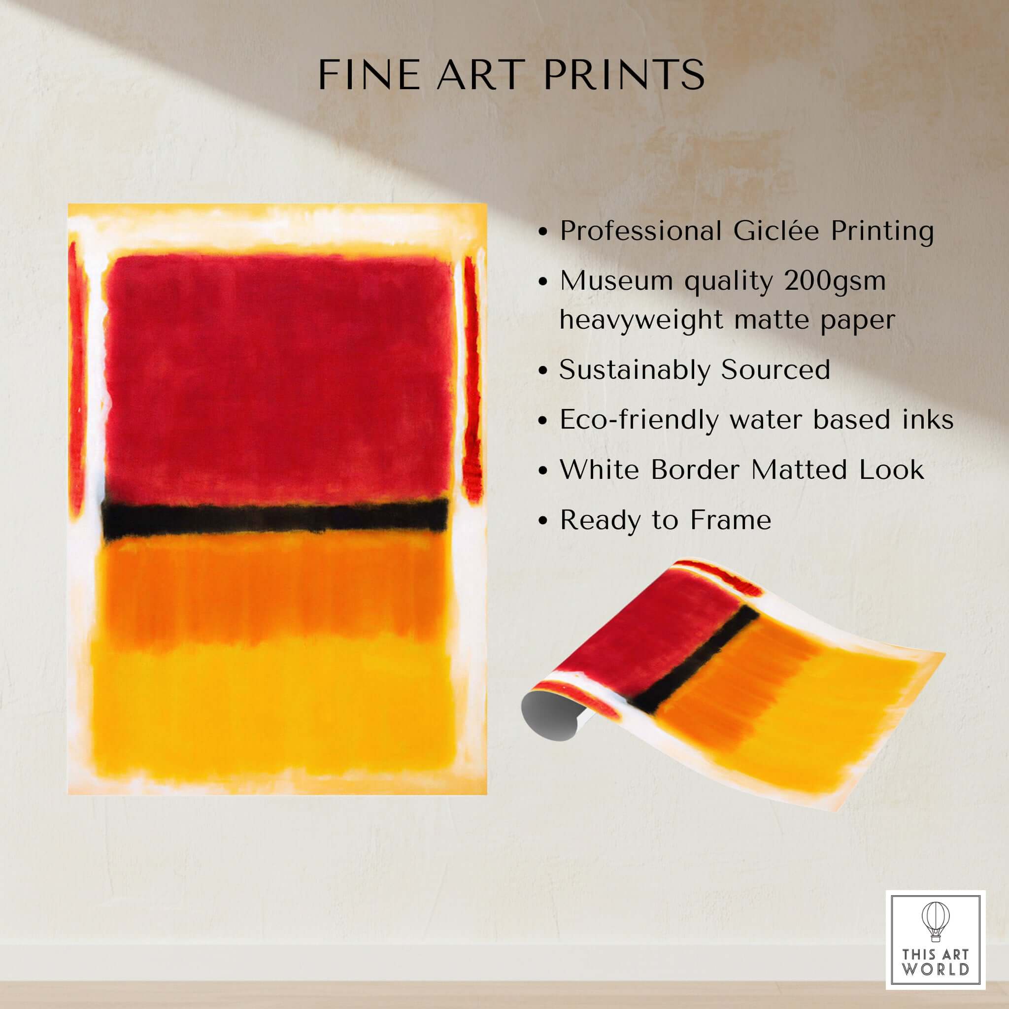 Mark Rothko Violet Black Orange Yellow 1949 Abstract Canvas Color Field Poster Guggenheim fine art print features