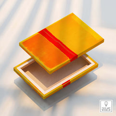 Mark Rothko No 5 No 22 Abstract Canvas Art Print Yellow Orange Red on an open box display