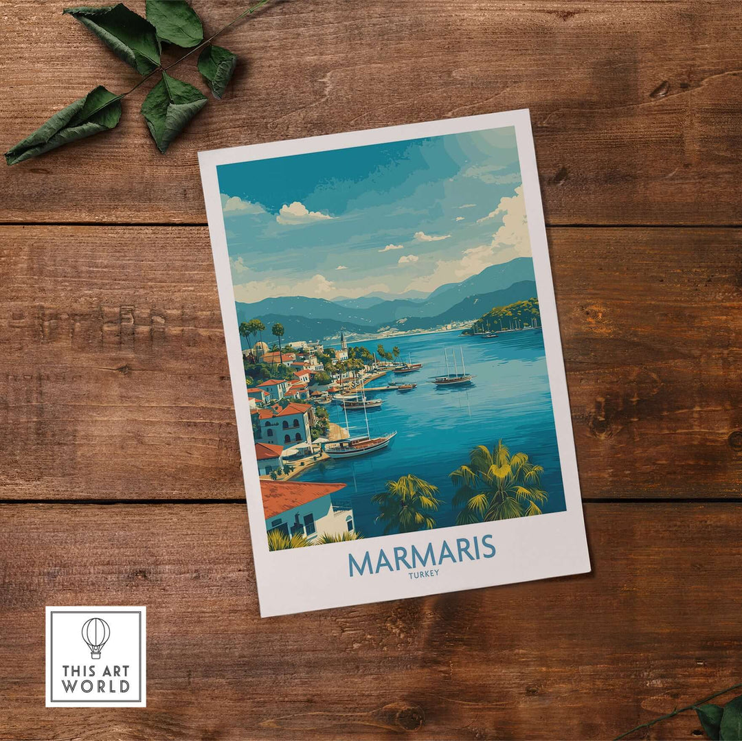 Marmaris Bay poster print showcasing Mediterranean landscape and Turkish coastline art.