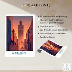 Marrakesh Morocco Canvas Print | Sunset Camels Poster showcasing fine art print details and quality.