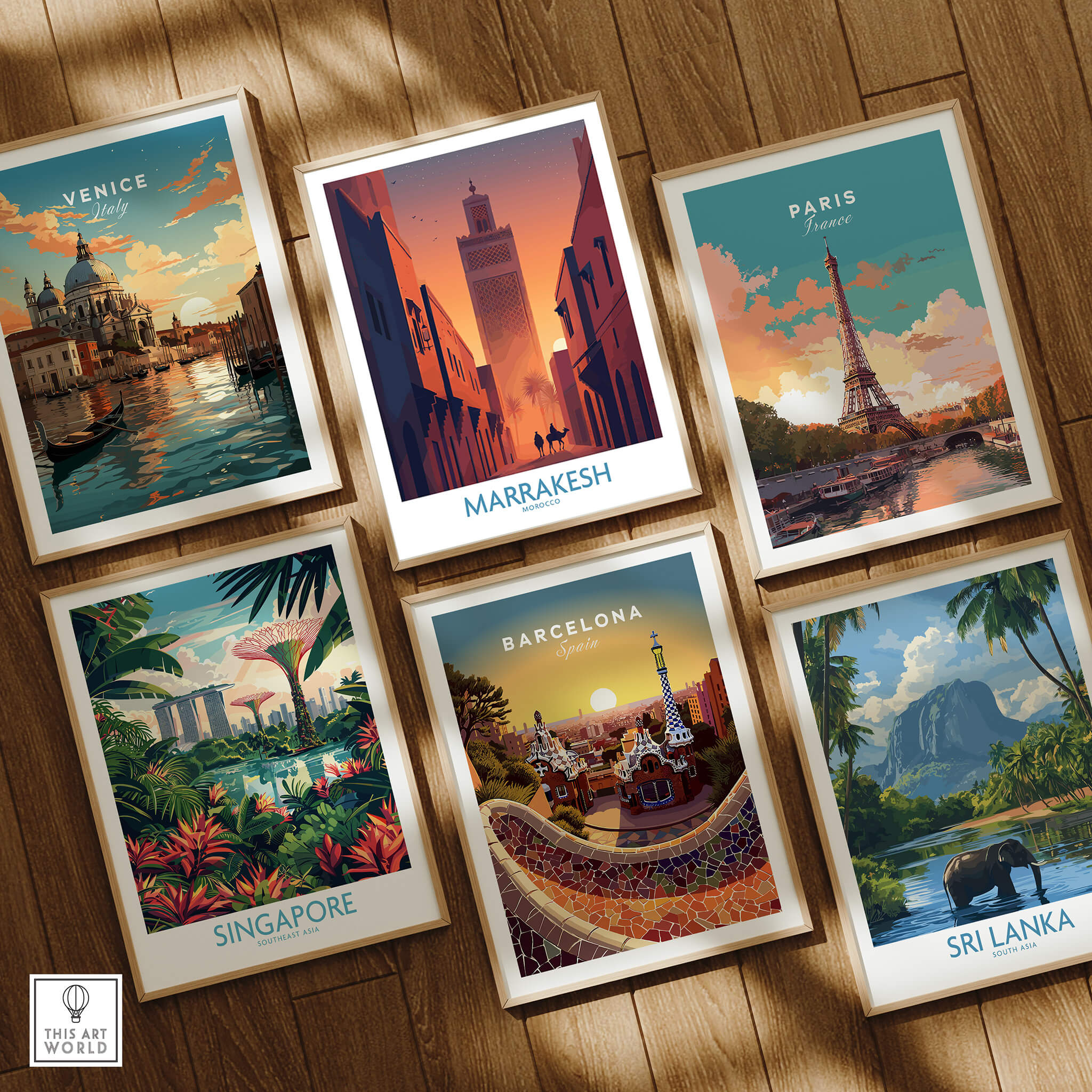 Marrakesh Morocco Canvas Print | Sunset Camels Poster collection featuring vibrant travel-themed prints.