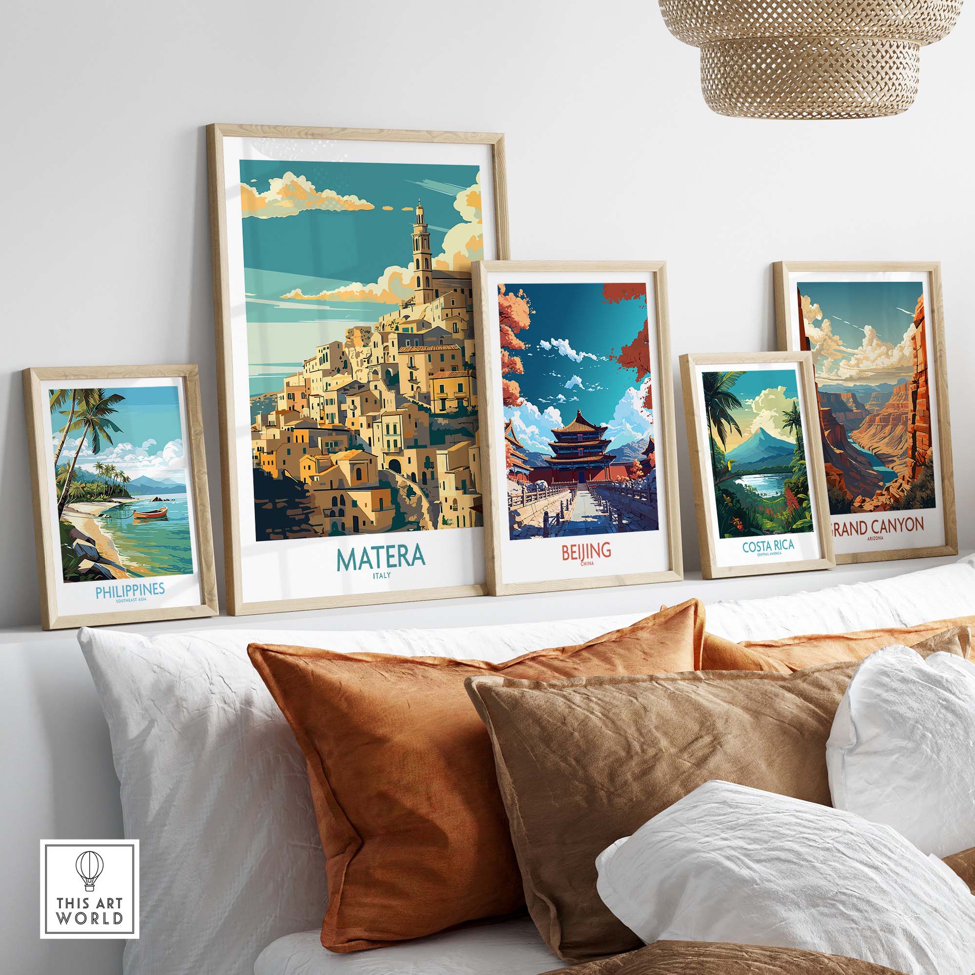 Matera Wall Art - Captivating Travel Prints for an Elevated Home Decor displayed on a wall with other travel prints.