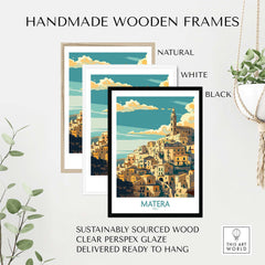 Matera Wall Art - Captivating Travel Prints for an Elevated Home Decor in handmade wooden frames.