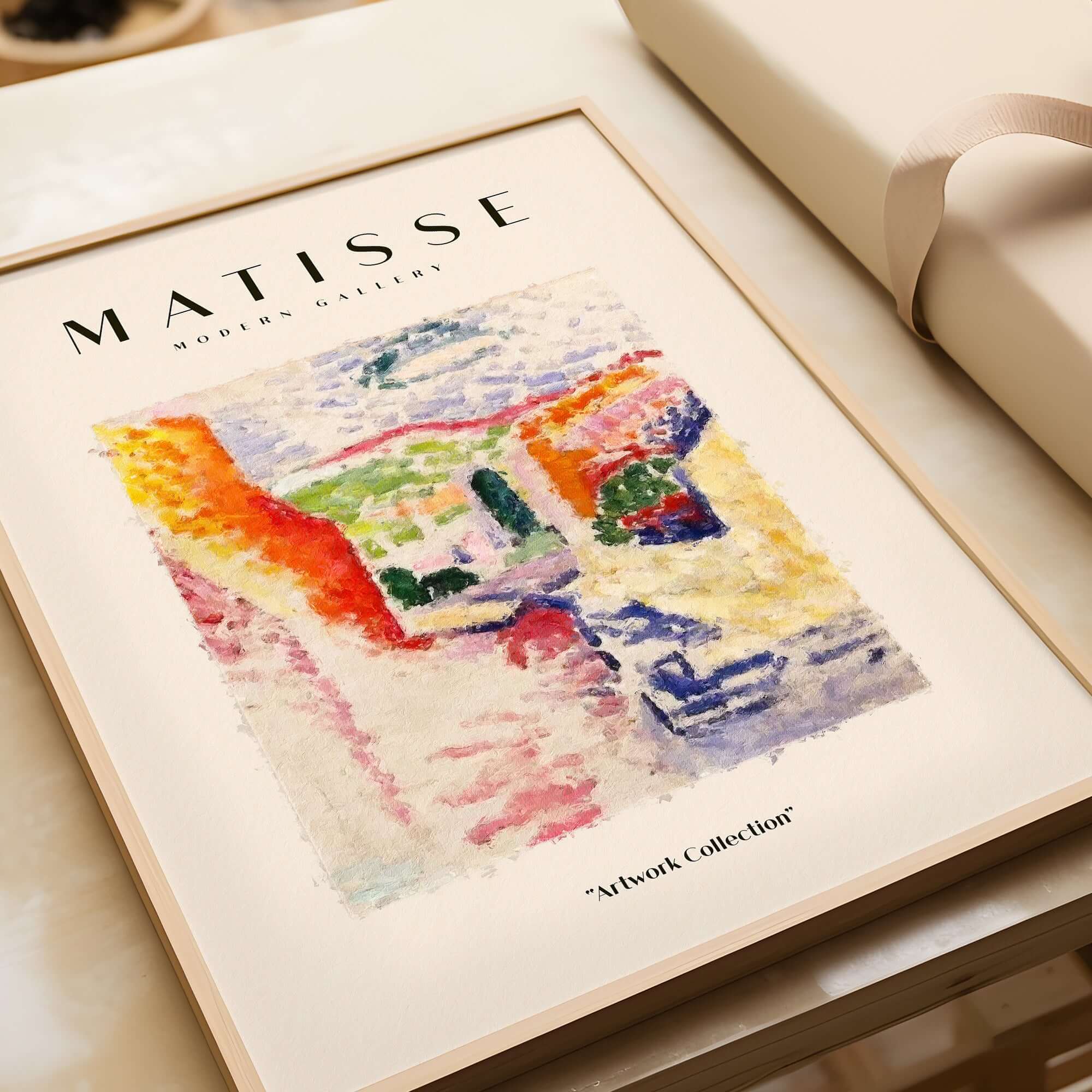 Matisse Art Prints - Abstract Fauvist Poster displayed in a framed artwork collection for modern decor.