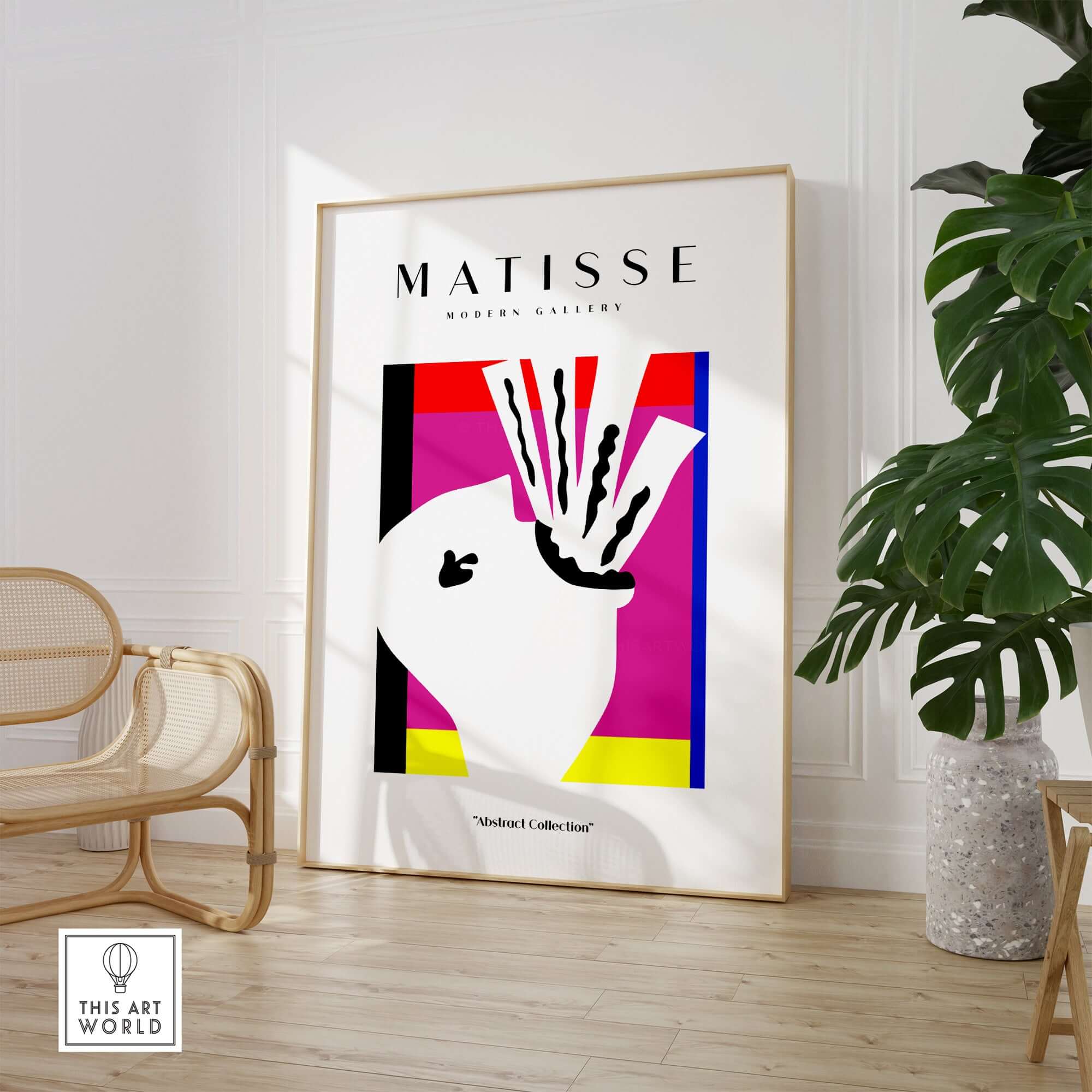 Matisse Art Prints -Abstract Head  Jazz Series Colorful Blocks Wall Art showcasing bold colors and shapes in modern decor.