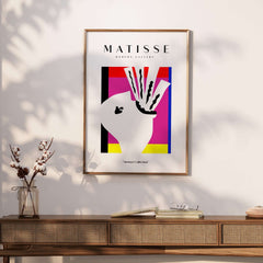 Matisse Art Prints -Abstract Head  Jazz Series Colorful Blocks Wall Art displayed in a stylish setting with vibrant colors.