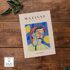 Matisse Art Prints -  Abstract Man Portrait Poster featuring a colorful depiction of a man in a red hat against a vibrant background.