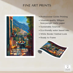 Matisse Amalfi Coast Balcony Art Print | Matisse Inspired Italy Poster, vibrant art print of Amalfi balcony.