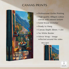 Matisse Amalfi Coast Balcony Art Print | Matisse Inspired Italy Poster showcasing professional giclée printing details.