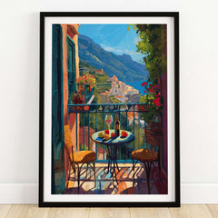 Matisse Amalfi Coast Balcony Art Print | Matisse Inspired Italy Poster featuring a vibrant balcony view.