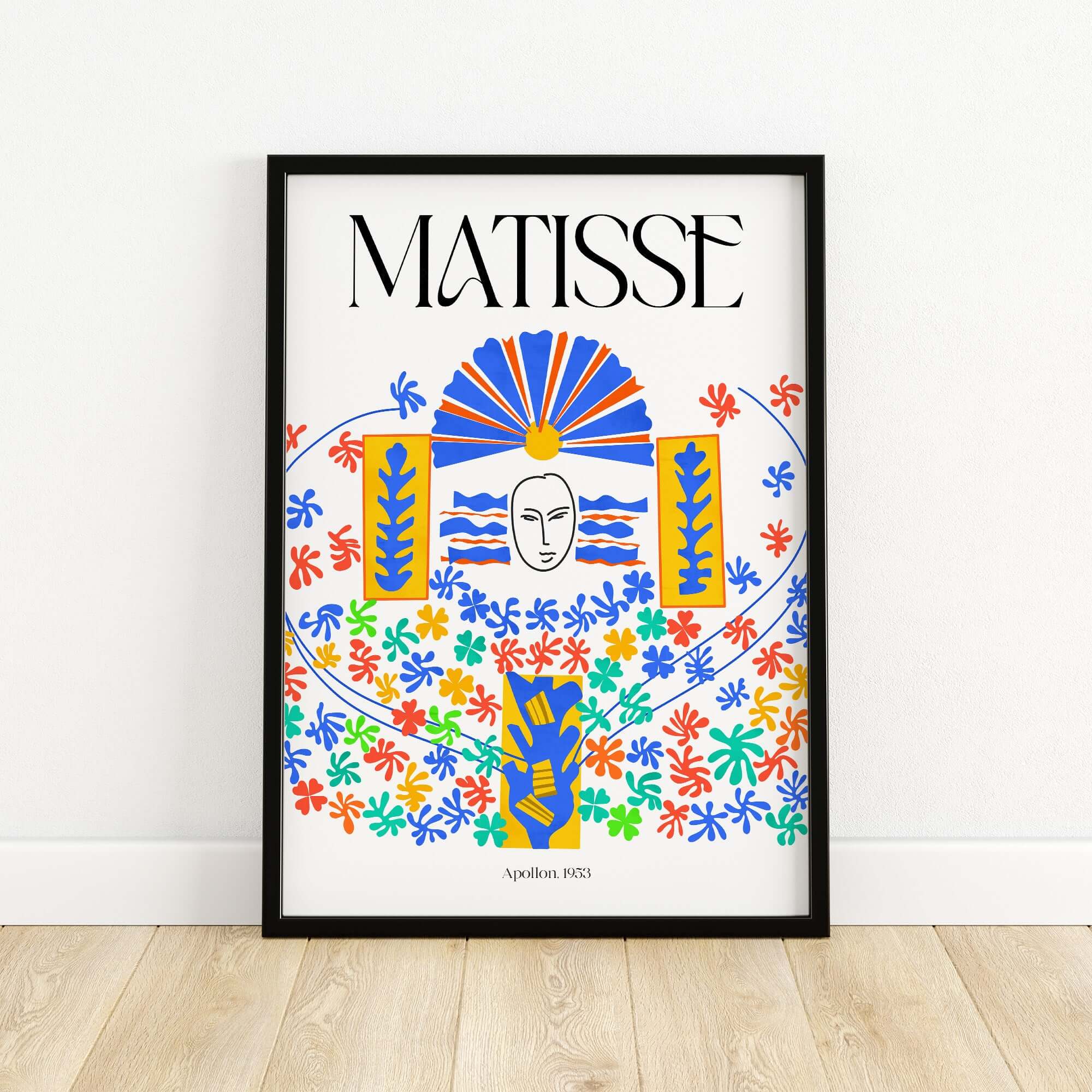Matisse Apollon 1953 Decorative Cut Out Wall Art Print showcasing vibrant colors and patterns in a decorative style.