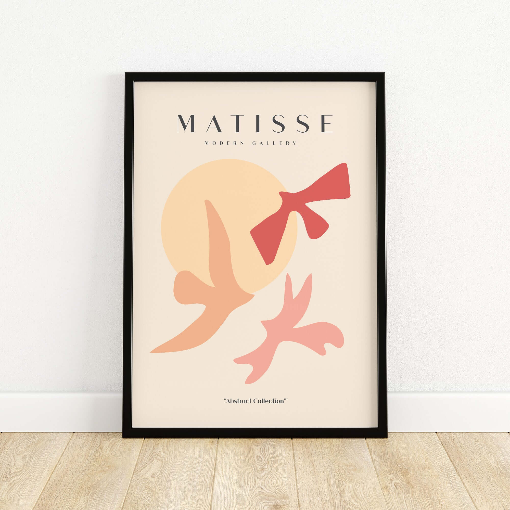 Matisse Art Prints - Abstract Birds Sun Shapes Poster showcasing bird shapes and a sun motif in soft colors.