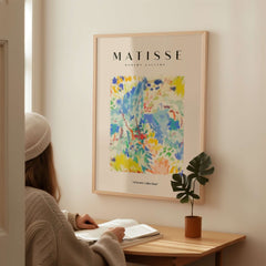 Matisse Art Prints - Abstract Vibrant Landscape Painterly Poster displayed on a wall in a cozy room.
