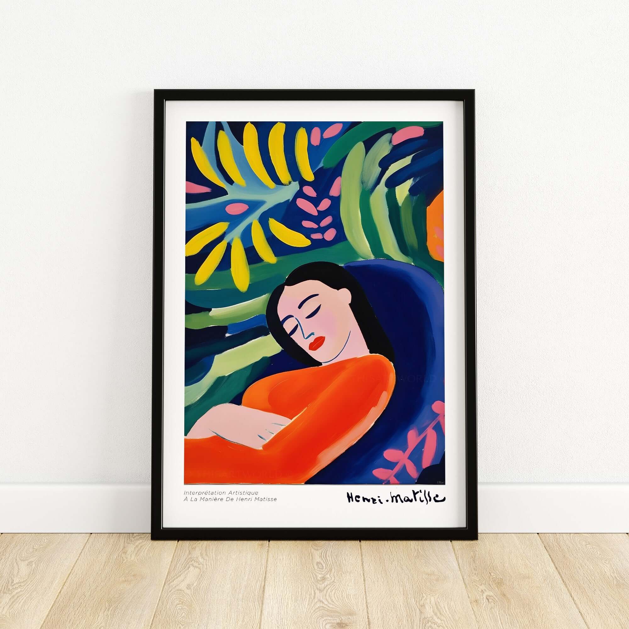 Matisse Art Prints - Abstract Woman in Foliage Poster featuring a serene woman nestled in colorful foliage.
