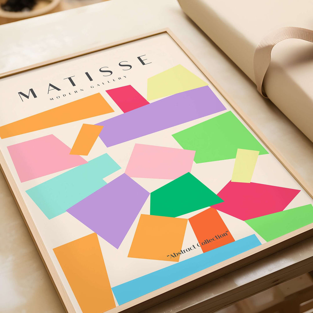 Matisse art print featuring colorful geometric shapes in a modern abstract style, ideal for vibrant decor.