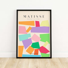 Matisse Art Prints - Colorful Geometric Shapes Abstract Print featuring vibrant shapes in a stylish modern frame.