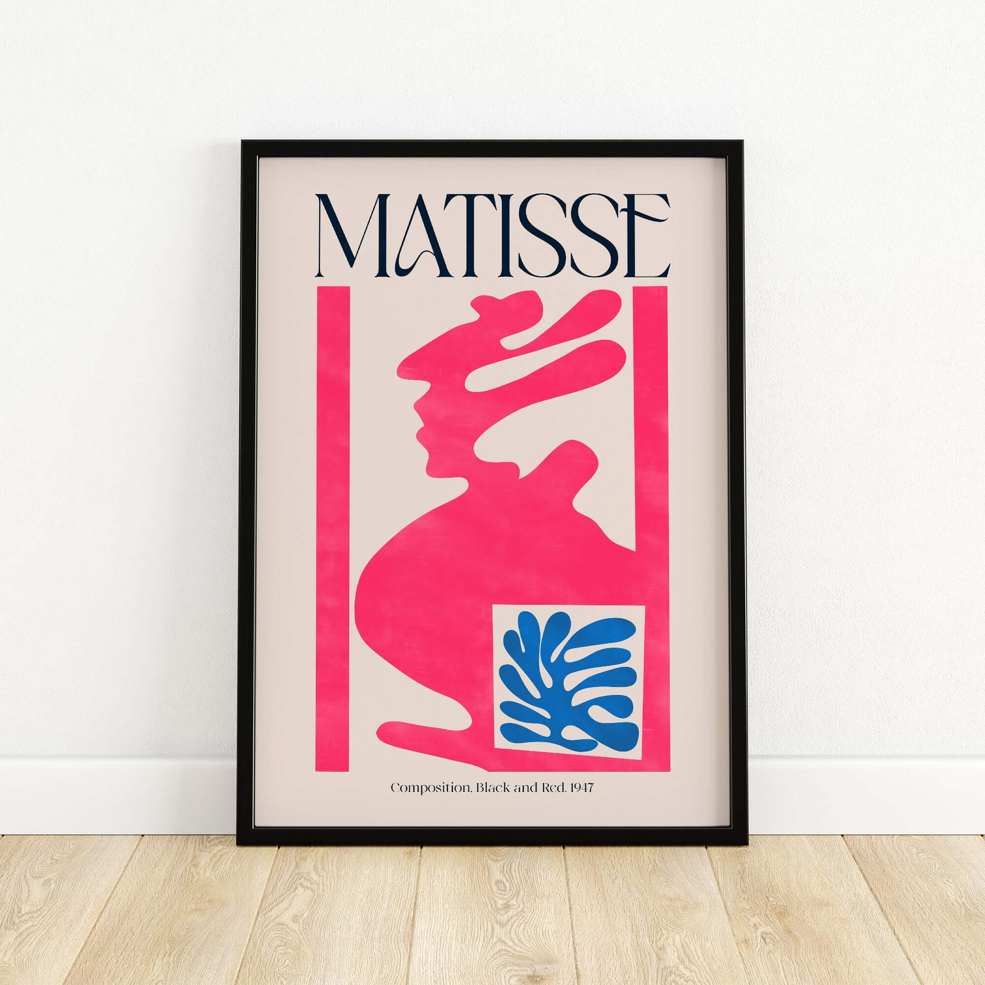 Matisse Art Print Composition Pink Blue Abstract Cut Out Print 1947 vibrant abstract poster with pink and blue shapes