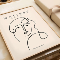 Matisse Art Prints - Continuous Line Abstract Face Poster featuring a minimalist abstract face design.