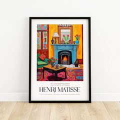 Matisse Art Prints - Cozy Fireplace Interior Poster featuring colorful room with fireplace and decor.