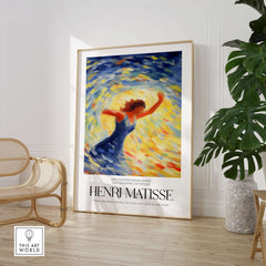 Matisse Art Prints - Dancing Figure Swirl Background Art Print featuring a dynamic dancing figure in vibrant colors.