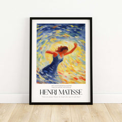 Matisse Art Prints - Dancing Figure Swirl Background Art Print featuring a vibrant figure in motion.