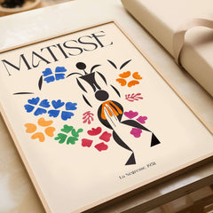 Matisse Art Print - La Négresse 1952 Poster featuring vibrant abstract figures and colorful floral designs.