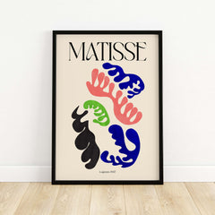 Matisse Art Print Lagoon 1947 Abstract Organic Shapes Wall Art Print showcasing colorful forms in vibrant pink, blue, green, and black.