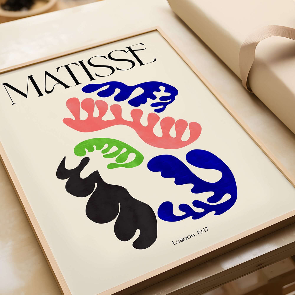 Matisse Art Print Lagoon 1947 Abstract Organic Shapes Wall Art Print featuring vibrant cut-out shapes.