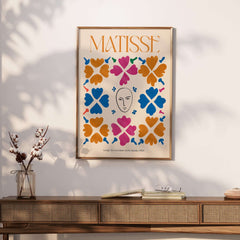 Matisse Art Print - Large Decoration with Masks Floral Pattern Poster displayed on a modern wall.