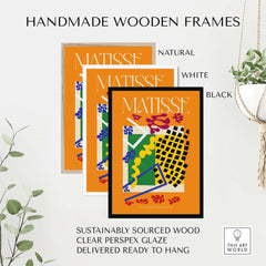 Matisse Art Print - Les Codomas Jazz 1947 Abstract Cut Out Art Poster displayed in handmade wooden frames.