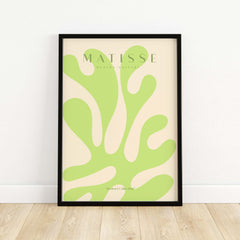 Matisse Art Prints - Lime Green Abstract Coral Shape Poster framed art print featuring vibrant coral design.
