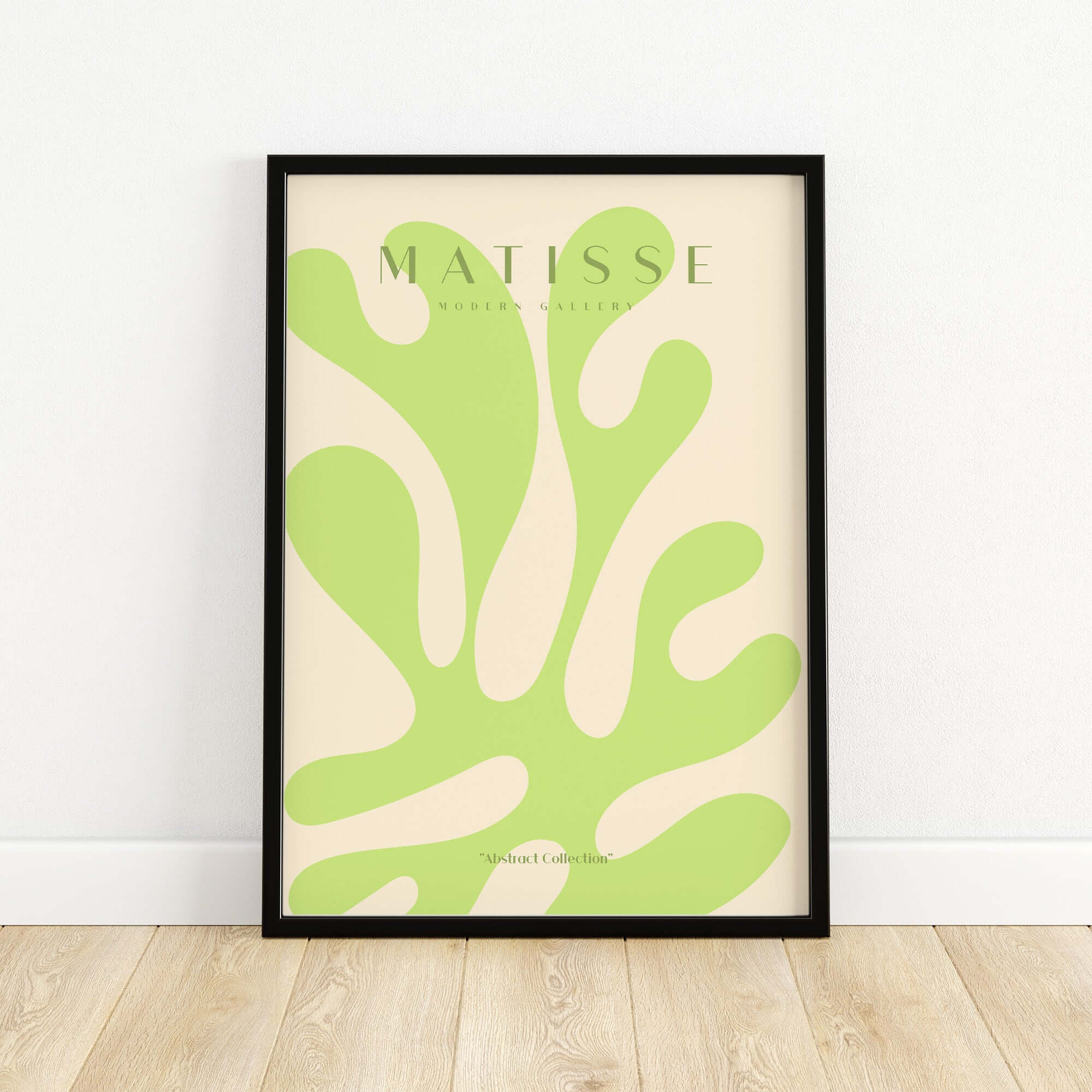 Matisse Art Prints - Lime Green Abstract Coral Shape Poster framed art print featuring vibrant coral design.