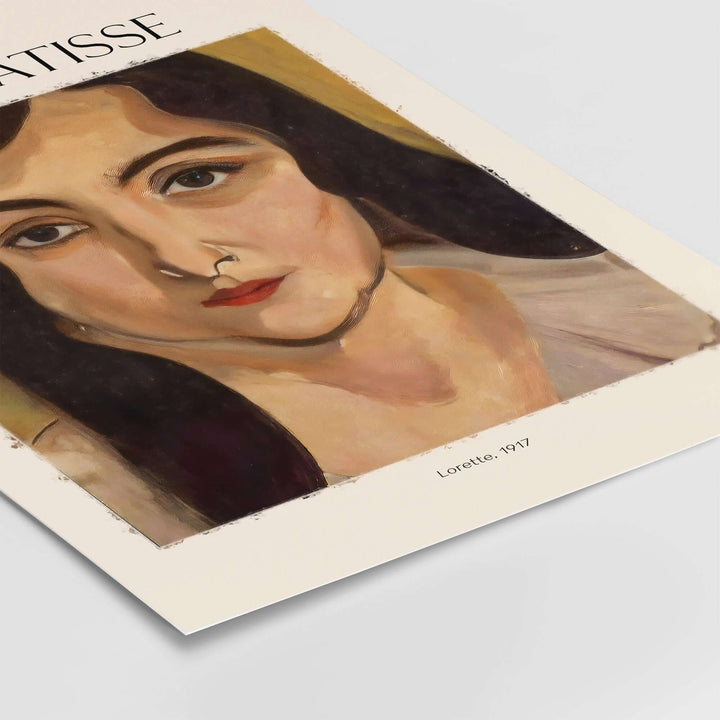 Henri Matisse Lorette 1917 portrait print showcasing expressive features and vibrant colors.